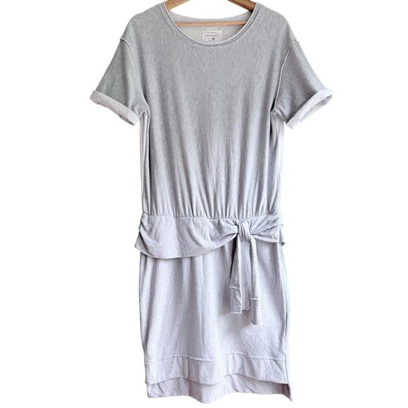 SOUTHCOTT Short Sleeve Sweatshirt Dress Mixed Media Gray Casual Loungewear L - Picture 3 of 13